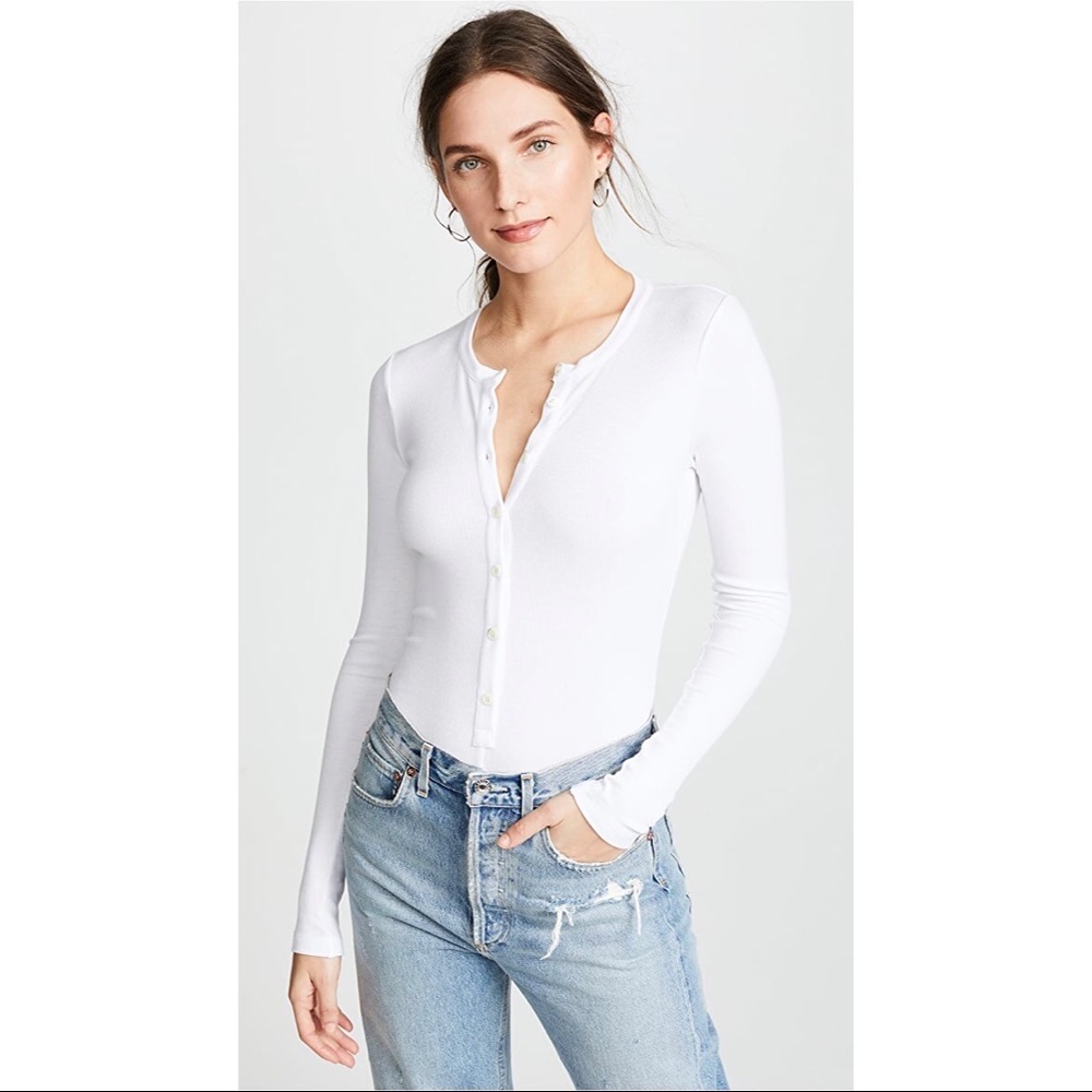 Fleur du mal white Henley bodysuit